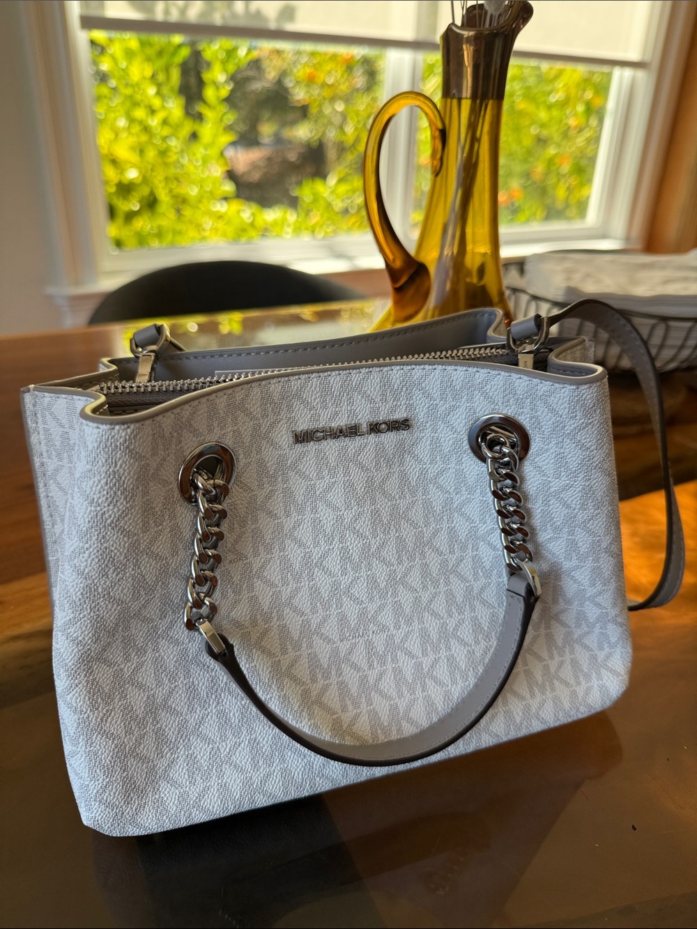 Michael Kors White Signature Chain-Handle Tote NWT